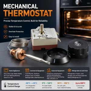 Kettle Grill Heater Capillary Thermostat Electric Temperature Opentherm Switch Waterproof Sensor Boiler Fireplace Fan of Toaster