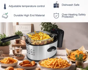 Kitchen Appliance 3.5L Stainless Steel Electric Deep Fryer with Basket Overheat Protection Temperature Control for Home Use