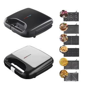 Kitchen Appliances 3 in 1 Detachable Stainless Steel Grill Sandwich Maker 2 Slice Breakfast Toaster Waffle Maker