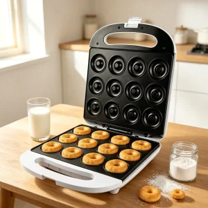 Kitchen Automatic Waffle Doughnut Baker 12 Hole Electric Non Stick Donut Maker 1400W for Family Snacks