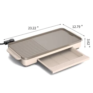 Kitchen BBQ Indoor Nonstick Large Cooking Flat Plate Food Warm Keeper Oil Collector Griddle Electric Grill Pan