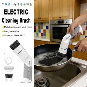 Kitchen Cleaner 2 in 1 Electric Dishwashing Pot Cleaning Brush Rechargeable Waterproof Eco Friendly Plastic