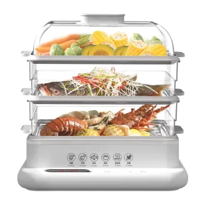 Kitchen Cookware Cooking Steamer Electrical 3 Layers 34L 800W Multi Purpose Electric Food Steamer