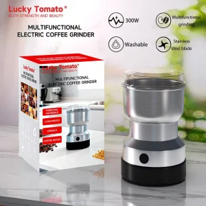Kitchen Electric Stainless Steel Powder Coffee Blender Mixer Multifunction Food Grains 4 Blades 300ml Mini Coffee Grinder