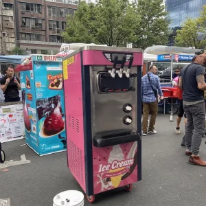 Kitchen Equipment Manufacturers Mini Automatic Table Top Ice Cream Maker for Yogurt Milk Chocolate Soft Ice Cream 3 Flavors New Used Condition Small Price