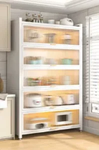 Kitchen Floor Multi Functional Sundries Microwave Multi Layer Oven Appliance Shelving Storage Dish Steel Cabinet
