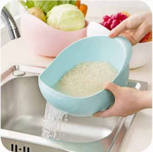 Kitchen Plastic Multi functional Rice Washer Vegetable Washing Basket Lazy persons Tool Draining Fine Mesh Sieve