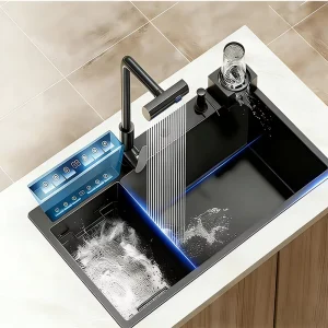 Kitchen Sink Washing Fruit Vegetable and Seafood Dryer Ultrasonic Sink with Cup Washer