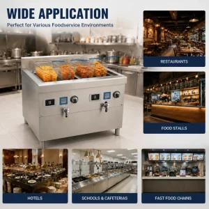 Kitchen Stainless Steel Professional Electric Deep Fryer with Continuous Function for Household Use 26L Capacity