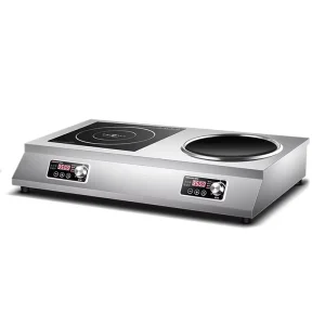 Kitchen Waterproof Induction Cooker with Knob Control Double Burner Stainless Steel Material for Home or Commercial Use