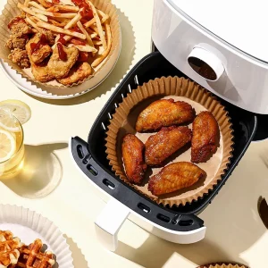 LFGB FDA Certified 23cm Round Air Fryer Disposable Paper Liner Non Stick Heat Resistant Parchment Paper Baking Paper for Oven
