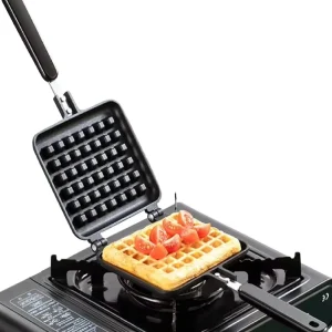 LOVFE Nonstick Camp Stove Top Waffle Maker Pan Belgian Waffle Skillet for Family Breakfast Baking Pastries Board