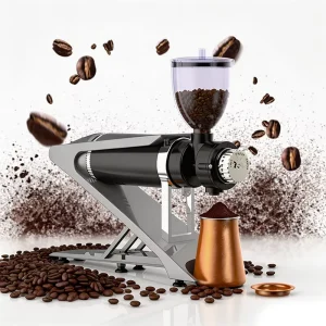 LUFVEBUT Espresso Electric Foldable Flat Burr Coffee Grinder Stainless Steel 250g Capacity 250W Easy Operation Household Use