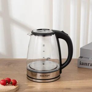 Large 2L Blue Light Glass Electric Kettle with USB Power Source Household Car Application European Plug for Foreign Trade Export