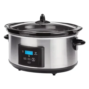 Large 6 Quart Stainless Steel Slow Cooker with 3 Heat Settings Crock Pot for Family Holiday Dinner Daily Task Soup Auto Warm