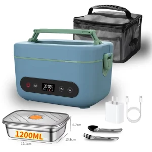 Large Capacity 12000mAh Rechargeable USB Car Electric Lunch Box 304 Stainless Steel Automatic Food Warmer Outdoor Travel