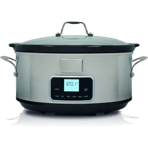 Large Capacity 6.6 L Stainless Steel Slow Cooker with 6 Preset Programs 235 W Glass Lid for Slow Cooking Sous Vide