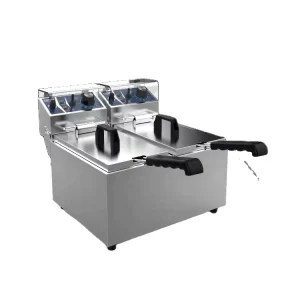 Large Capacity Commercial Electric 2 tank 2 baskets Professional Stainless Steel Deep Fryer Machine with Timer