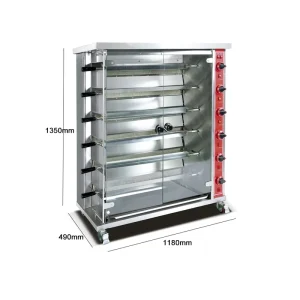 Large Capacity Commercial Stainless Steel Gas Chicken Rotisserie 6 Temperature Control Rods