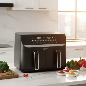 Large Capacity Oven Air Fryer 2200-2800W with Dual Zone Basket Digital Electric Deep Fryer 5.5L+5.5L Double Air Fryer