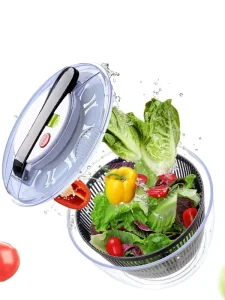 Large Capacity Salad Tools Washing Drying Crisper Strainer for Vegetables Greens Spinners All in One Vegetables Washer Dryer