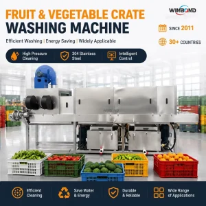 Large Capacity Vegetable Container Cleaning Machine Conveyor Type Crate Washer