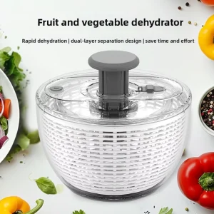 Large Manual 3 in 1 Pressing Vegetable Dehydrator Salad Fitness Meal Fruit Kitchen Tool Drain Basket Spin Dryer