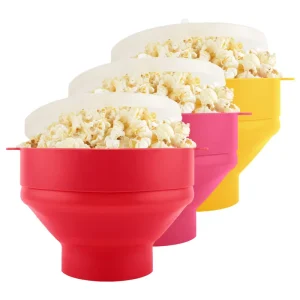 Large Microwave Popcorn Maker BPA Free Silicone Popcorn Popper Microwave Collapsible Bowl With Lid