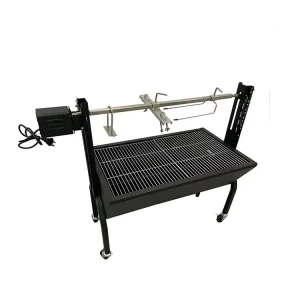 Large Outdoor Electric Automatic Rotating Rotisserie Charcoal BBQ Grill with Wheels