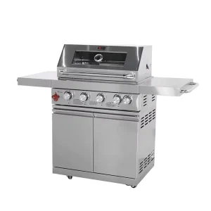Large Outdoor Propane Rotisserie BBQ Grill with Foldable Side Table for Outdoor Entertaining