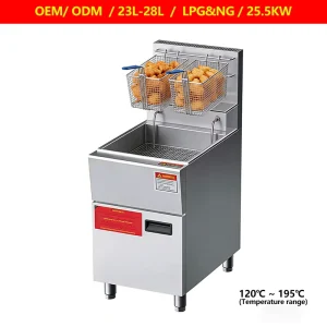 Large Stainless Steel 23-liter Commercial Frying Pan Taco Shell Chicken Fryer Gas Fryer Machine Commercial Cooking Equipment