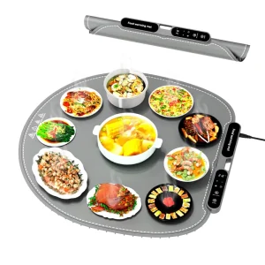 Large XXL Round Size Flexible Heat Mat Foldable Design 7 Level Temperature Control Keeps Meals Warm Electric Food Warming Mat