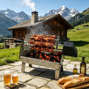 Light Electric Rotating Barbecue Grill Rustproof 304 Set for Terrace Dining