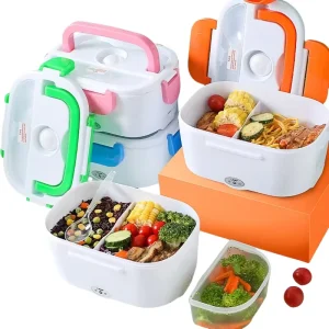 Light and Compact Electronic Lunch Box Waterless 1L Large Capacity Rapid Heating Electric Lunch Boxes Easy to Operation