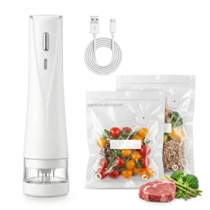 Lightweight Plastic Handheld Food Sealer Cordless Vacuum Packing Machine with 30 Reusable Bags for Home Kitchen Camping RV Use