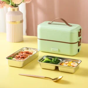 Lightweight Plug In Electric Multi Layer Heating Stainless Steel Energy Efficient Class Household Portable 1L Capacity Lunch Box