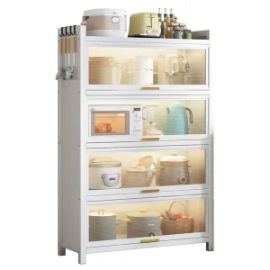 Living Room Furniture White Multi functional Microwave Oven Appliance Storage Dish Cabinet 5 Layers Kitchen Sideboard