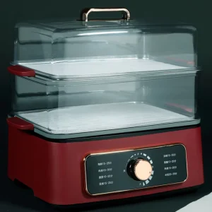 Low MOQ Two Tier 22L 1500W Electric Food Steamer With Stainless Steel Inter layer Kitchen Electric Hot Pot Steamer