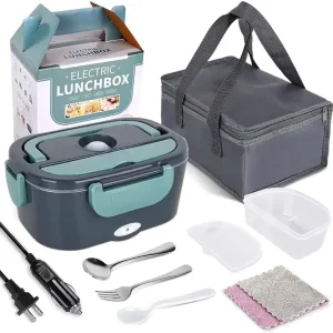 Lunch Box 1.5L Stainless Steel Portable Electric Food Container Heating Lunch Box Food Warmer with Carry Bag