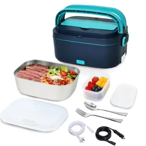 Lunch Box Portable Food Warmer 304 Stainless Steel Container 12V 24V 220V Car Electric Heated Lunchbox for Car Truck Home