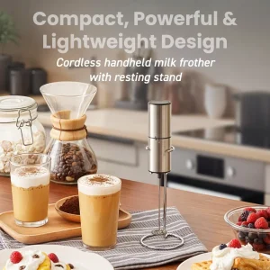 Manafuacturer High Speed Stainless Steel Electric Milk Coffee Gold Electric Whisk Handheld Foam Mixer with Dry Battery