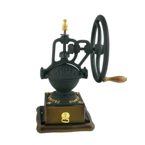 Manual Antique Hand Coffee Grinder with Flywheel Professional Solution Wooden Base Cast Iron 2pcs/carton SHINELONG 5kg