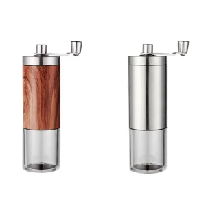 Manual Ceramic Coffee Bean Grinder Classic Stainless Steel Shell Eco Friendly Adjustable Customizable Logo for Home Use