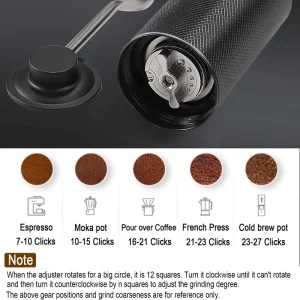 Manual Coffee Grinder CNC 420 Stainless Steel Conical Burr Hand Coffee Mill High Precision Adjustable Gift Set
