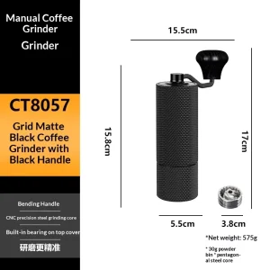 Manual Coffee Grinder CNC Precision Steel Grinding Core Model 8057 Laser Engraved Logo Modern Minimalist Design