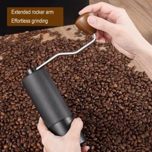Manual Coffee Grinder Long Rocker Arm Hand Coffee Mill with CNC 420 Steel Conical Burr for Whole Bean Brewing