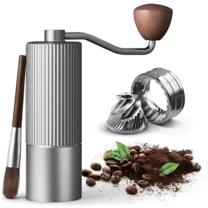 Manual Coffee Grinder Stainless Steel Conical Burr with Adjustable Double Bearing Hand Espresso Grinder