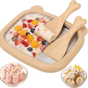 Manual Ice Cream and Shaved Ice Maker Set Food Grade Stainless Steel Plug Free Includes 2 Scoops