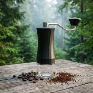 Manual Plastic Hand Cranked Stainless Steel Burr Coffee Grinder with 25g Capacity for Household Car Outdoor & Cafe Use