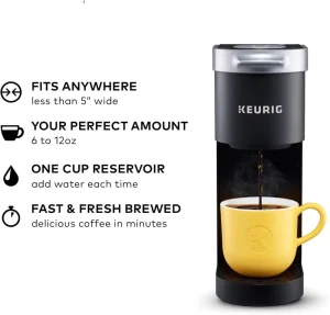 Manual Single Serve K Cup Pod Coffee Maker 6 12oz Brew Size Cord Storage No Power Required for Small Spaces Black